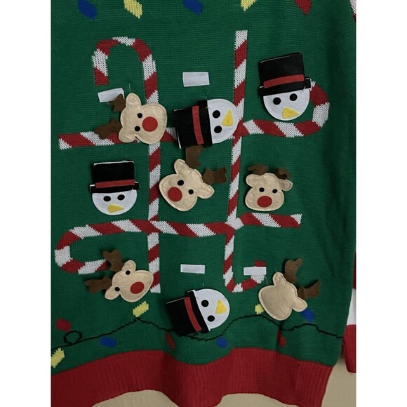 Merry Wear Tic Tac Toe Ugly Christmas Sweater Knit Top Size Medium - Picture 2 of 9